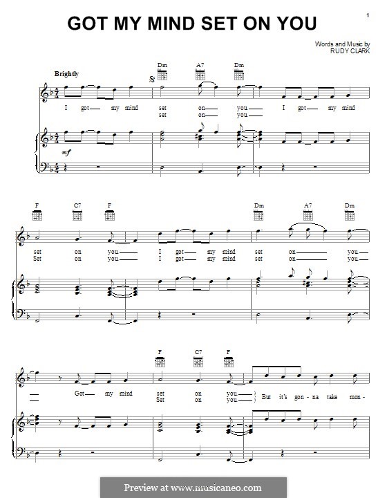 Got My Mind Set on You (George Harrison): Für Stimme und Klavier (oder Gitarre) by Rudy Clark