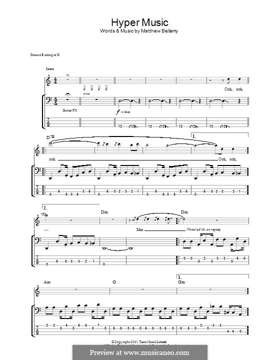 Hyper Music (Muse): Für Bassgitarre mit Tabulatur by Matthew Bellamy