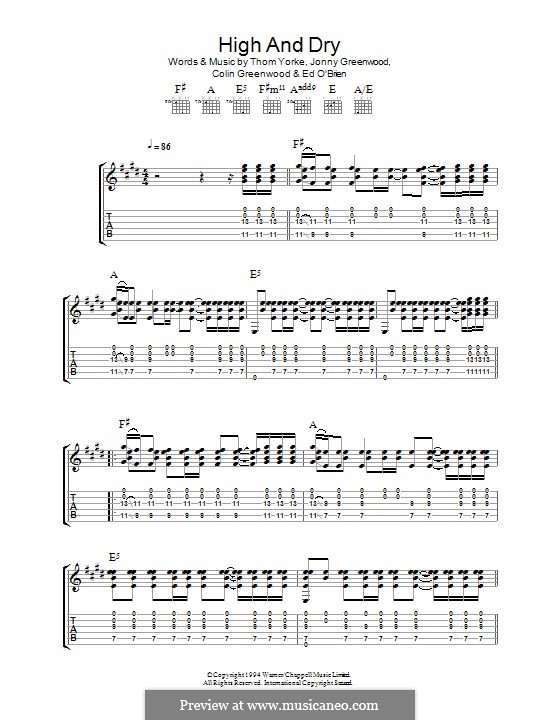 High and Dry (Radiohead): Für Gitarre mit Tabulatur by Colin Greenwood, Ed O'Brien, Jonny Greenwood, Phil Selway, Thomas Yorke