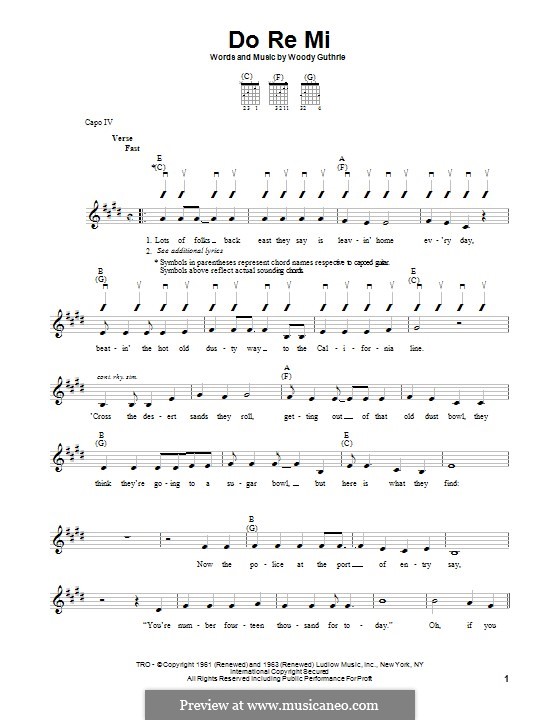 Do Re Mi: Für Gitarre mit Tabulatur by Woody Guthrie.