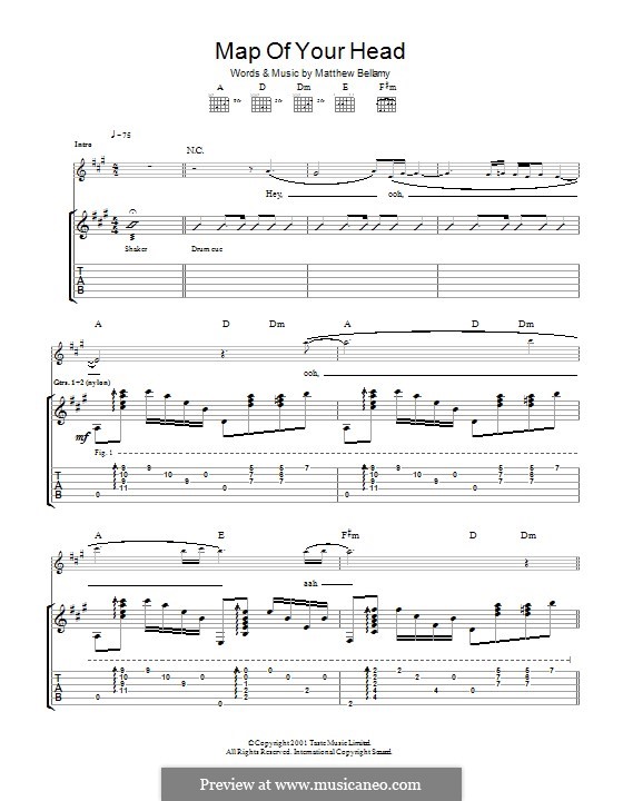 Map of Your Head (Muse): Für Gitarre mit Tabulatur by Matthew Bellamy