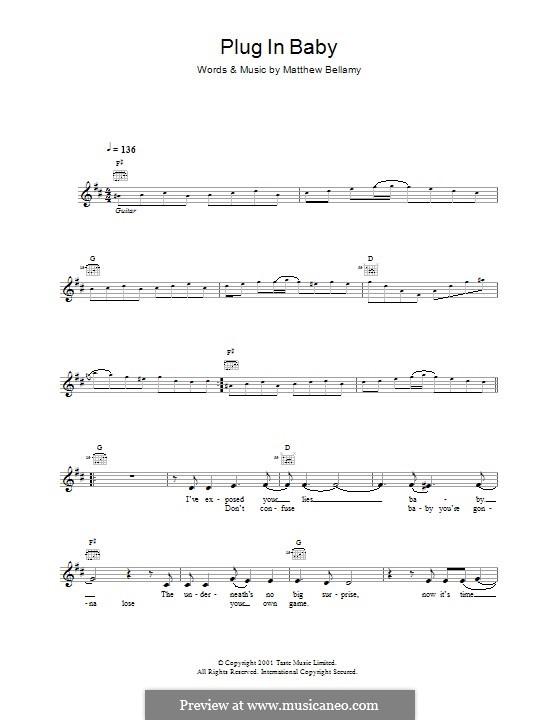 Plug in Baby (Muse): Text und Akkorde by Matthew Bellamy