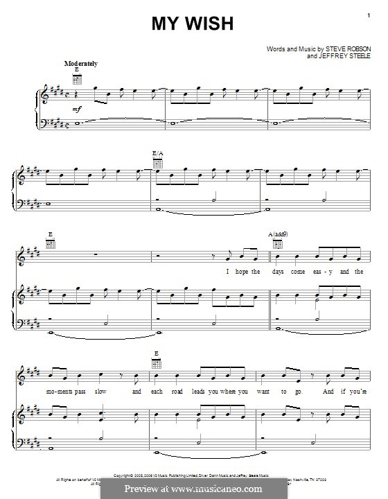 My Wish (Rascal Flatts): Für Stimme und Klavier (oder Gitarre) by Jeffrey Steele, Steve Robson