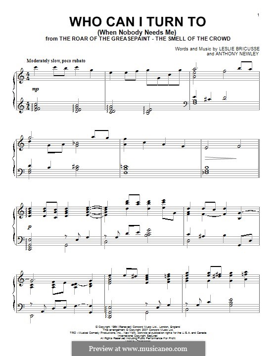 Who Can I Turn To?: Für Klavier by Anthony Newley, Leslie Bricusse