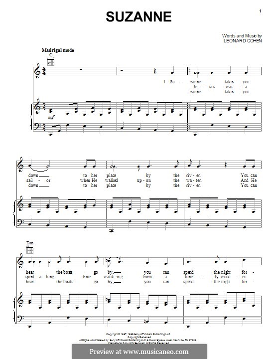 Suzanne: Für Stimme und Klavier (oder Gitarre) by Leonard Cohen