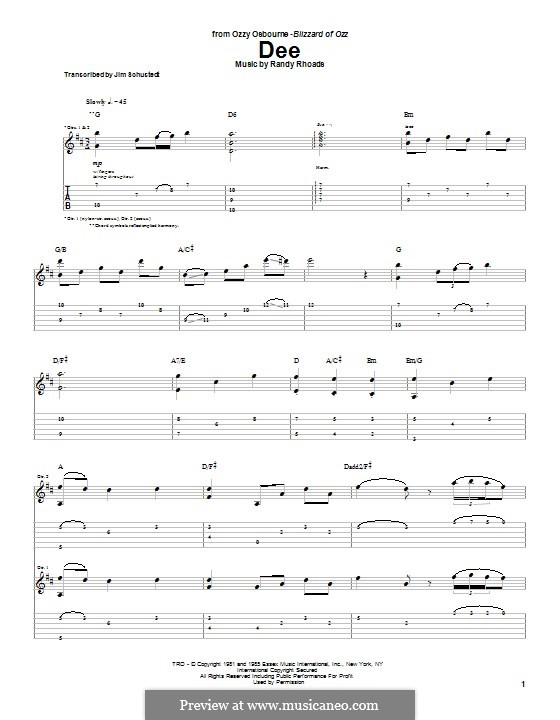 Dee Tab Dee von R. Rhoads - Noten auf MusicaNeo