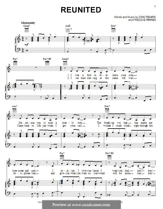 Reunited (Peaches and Herb): Für Stimme und Klavier (oder Gitarre) by Dino Fekaris, Freddie Perren