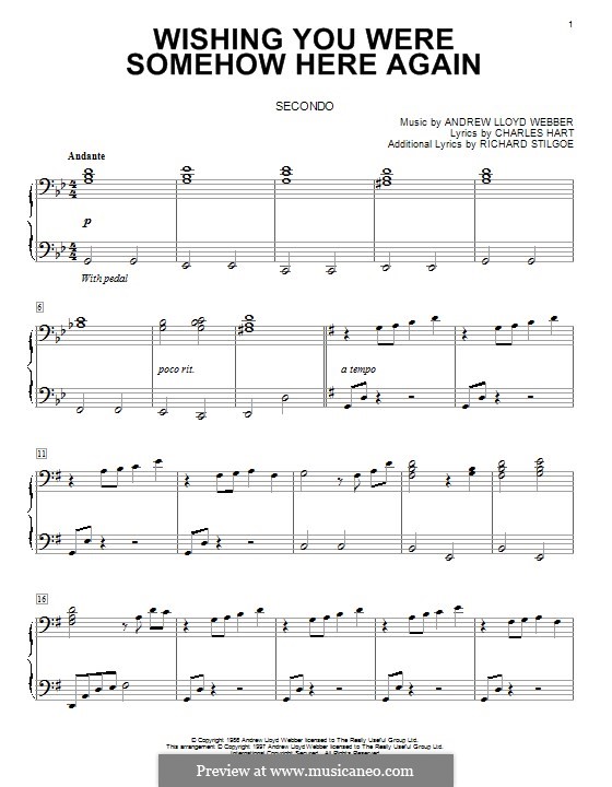 Wishing You Were Somehow Here Again: Für Klavier by Andrew Lloyd Webber