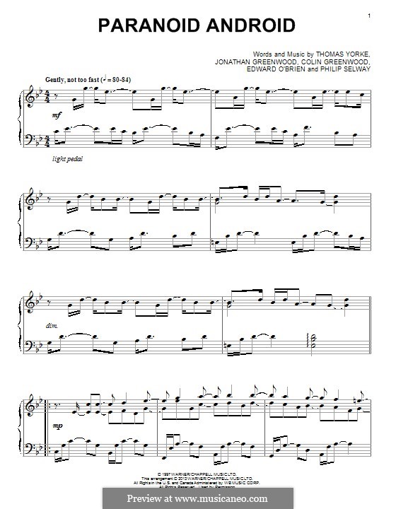 Paranoid Android (Radiohead): Für Klavier by Colin Greenwood, Ed O'Brien, Jonny Greenwood, Phil Selway, Thomas Yorke