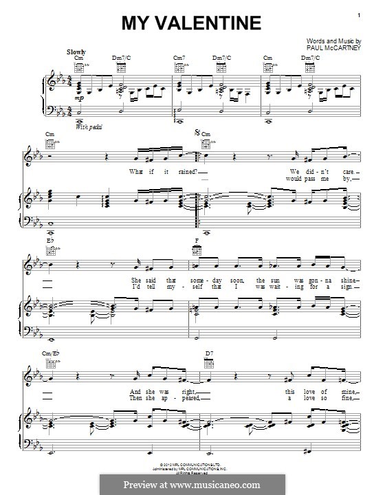 My Valentine: Für Stimme und Klavier (oder Gitarre) by Paul McCartney