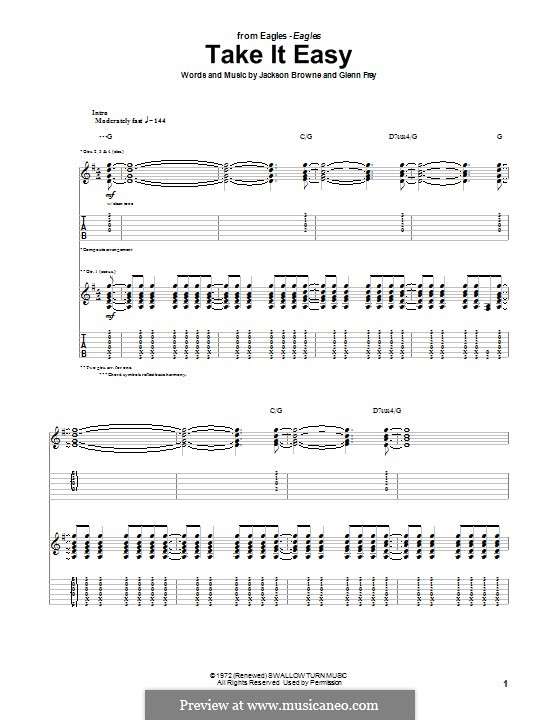 Take It Easy (The Eagles): Für Gitarre mit Tabulatur by Glen Frey, Jackson Browne