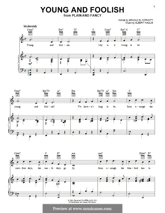 Young and Foolish (Dean Martin): Für Stimme und Klavier (oder Gitarre) by Albert Hague
