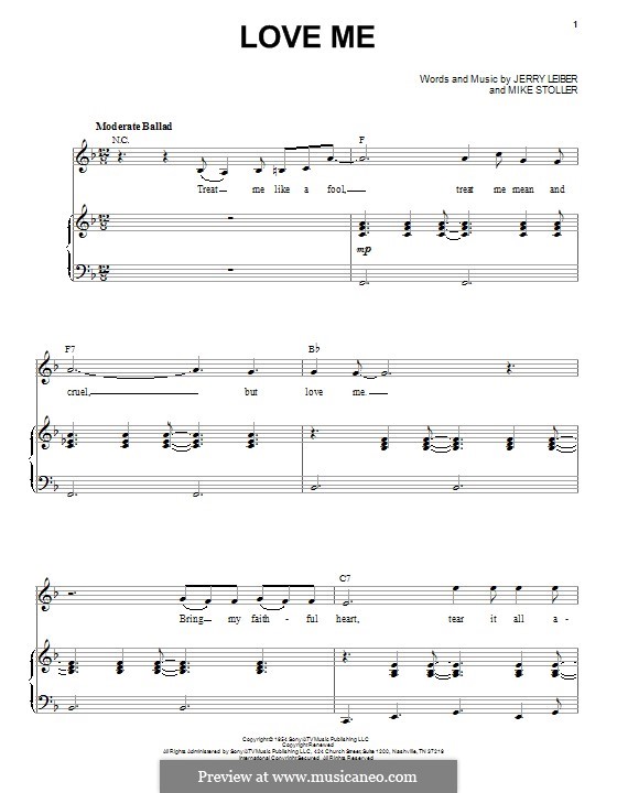 Love Me (Elvis Presley): Für Stimme und Klavier by Jerry Leiber, Mike Stoller