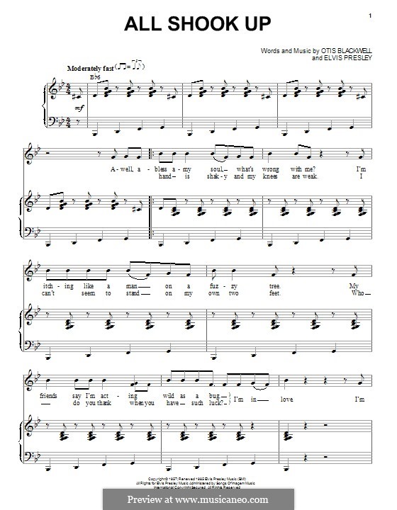 All Shook Up: Für Stimme und Klavier by Elvis Presley, Otis Blackwell