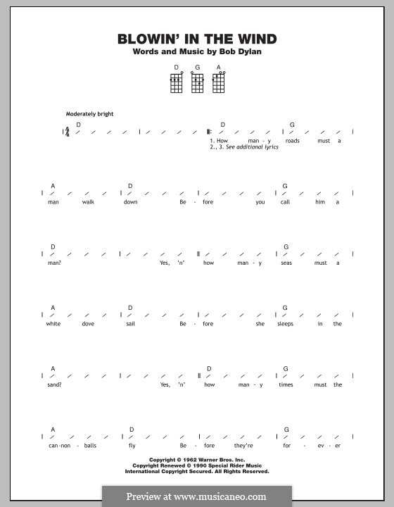 Blowin' in the Wind: Für Ukulele by Bob Dylan