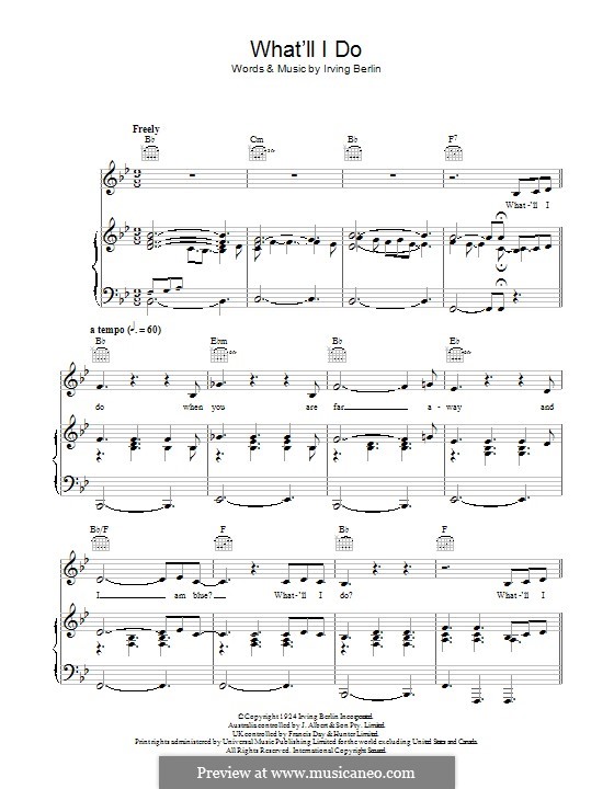 What'll I Do? (from Music Box Revue of 1924): Für Stimme und Klavier (oder Gitarre) by Irving Berlin