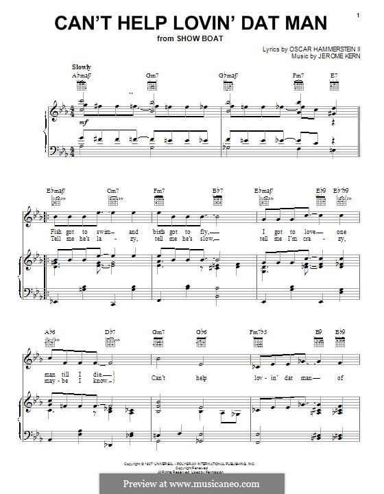 Can't Help Lovin' Dat Man (from Show Boat): Für Stimme und Klavier (oder Gitarre) by Jerome Kern