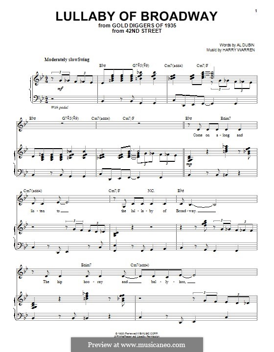 Lullaby of Broadway: Für Stimme und Klavier by Harry Warren
