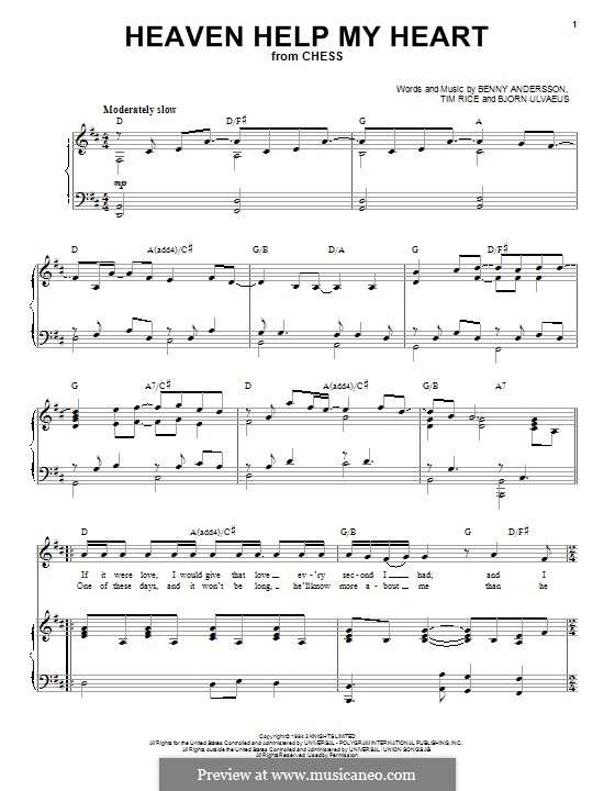 Heaven Help My Heart: Für Stimme und Klavier by Benny Andersson, Björn Ulvaeus