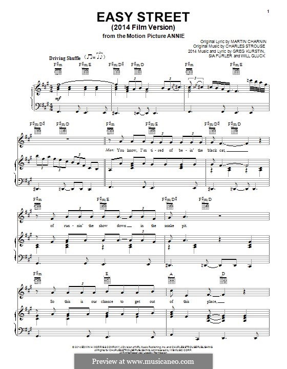 Easy Street (from Annie): Für Stimme und Klavier (oder Gitarre) by Charles Strouse