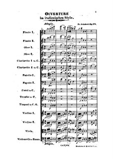 Ouvertüre für Orchestra im italienischer Stil in C-Dur, D.591 Op.170: Vollpartitur by Franz Schubert