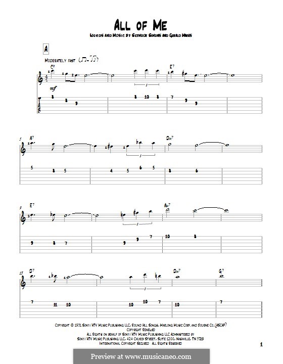 All of Me: Für Gitarre mit Tabulatur by Seymour Simons, Gerald Marks