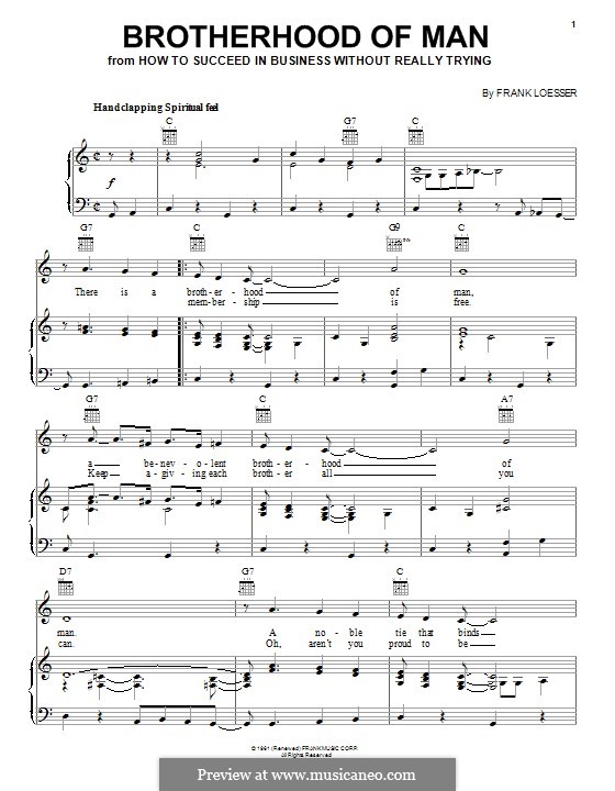 Brotherhood of Man: Für Stimme und Klavier (oder Gitarre) by Frank Loesser
