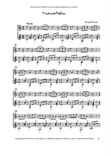 Tarantella für Blockflöte in C (oder ein anderes Melodieinstrument) und Gitarre: Tarantella für Blockflöte in C (oder ein anderes Melodieinstrument) und Gitarre by Ronald Fuchs