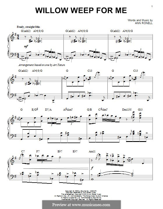 Willow Weep for Me (Chad & Jeremy): Für Klavier by Ann Ronell