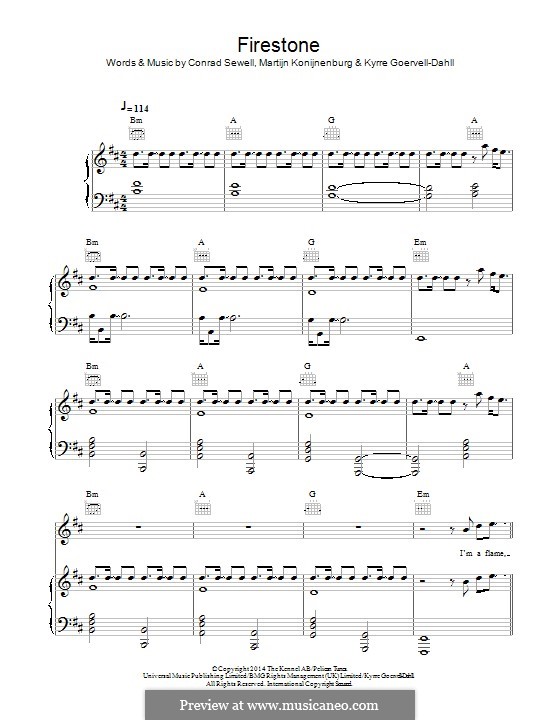 Firestone (Kygo): Für Stimme und Klavier (oder Gitarre) by Conrad Sewell, Kyrre Goervell-Dahll, Martijn Konijnenburg