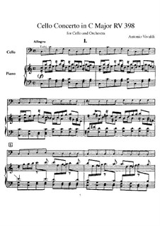 Konzert für Cello und Streicher in C-Dur, RV 398: Für Cello und Klavier by Antonio Vivaldi