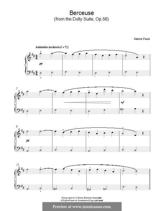 Dolly Suite, Op.56: No.1 Berceuse, for piano by Gabriel Fauré