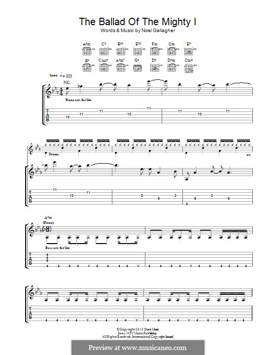 Ballad of the Mighty I: Für Gitarre mit Tabulatur by Noel Gallagher