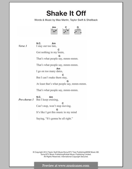 Shake it Off von Shellback, Max Martin, T. Swift - Noten auf MusicaNeo