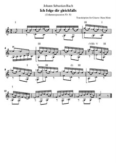 Johannes-Passion, BWV 245: Ich folge dir gleichfalls, für Gitarre by Johann Sebastian Bach
