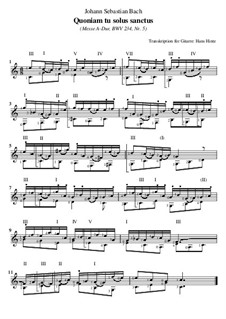 Messe in A-Dur, BWV 234: Nr.5 Quoniam tu solus sanctus, für Gitarre by Johann Sebastian Bach