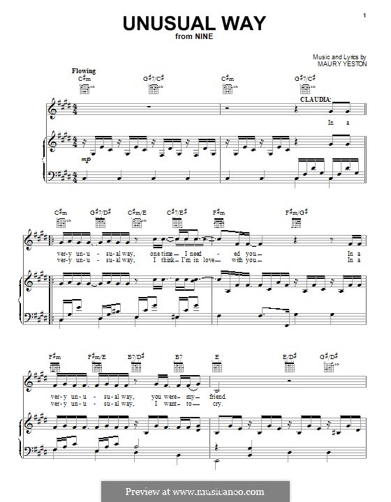 Unusual Way (In a Very Unusual Way): Für Stimme und Klavier (oder Gitarre) by Maury Yeston