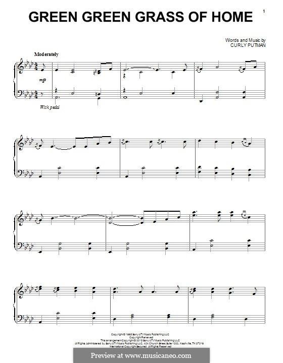 Green Green Grass of Home: Für Klavier by Curly Putman