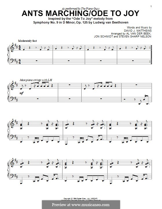 Ants Marching/Ode to Joy (The Piano Guys): Für Klavier by David J. Matthews