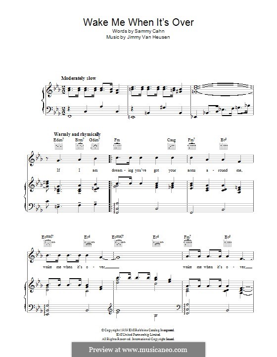 Wake Me When It's Over: Für Stimme und Klavier (oder Gitarre) by Jimmy Van Heusen