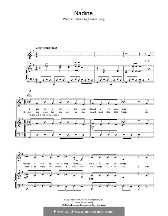 Nadine (Is It You): Für Stimme und Klavier (oder Gitarre) by Chuck Berry
