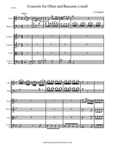 Concerto for Oboe, Bassoon and Strings in C Minor: Score and all parts by Georg Friedrich Händel