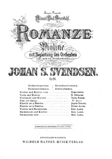 Romanze, Op.26: Für Violine (oder Flöte) und Klavier – Partitur, Solo Stimme by Johan Svendsen