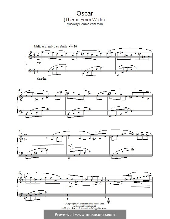 Oscar (Theme from Wilde): Für Klavier by Debbie Wiseman
