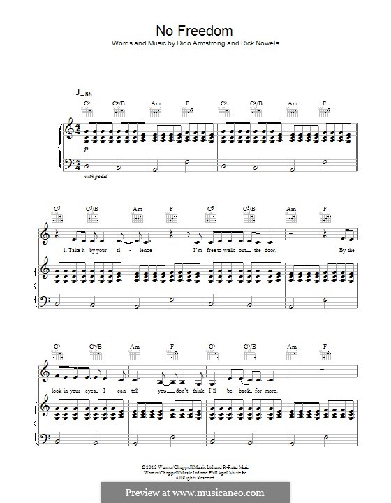 No Freedom: Für Stimme und Klavier (oder Gitarre) by Dido Armstrong, Rick Nowels