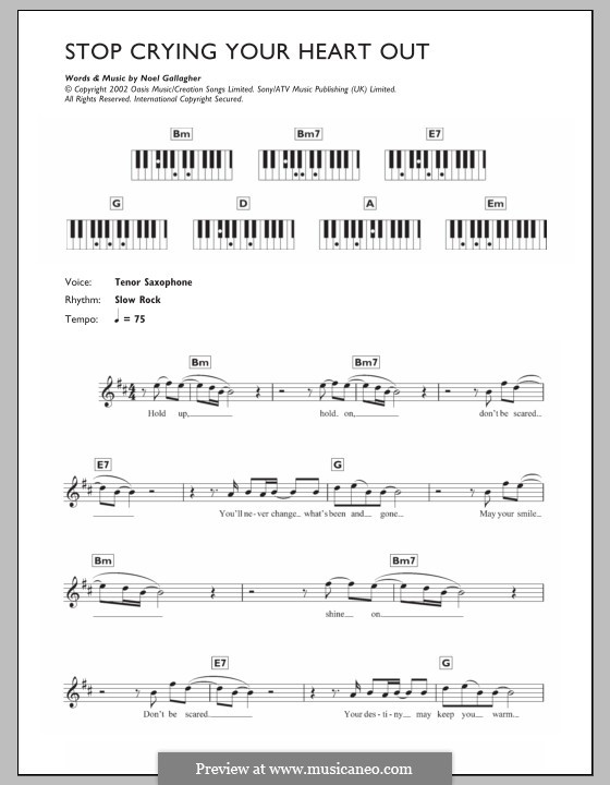 Stop Crying Your Heart Out (Oasis): Für Keyboard by Noel Gallagher