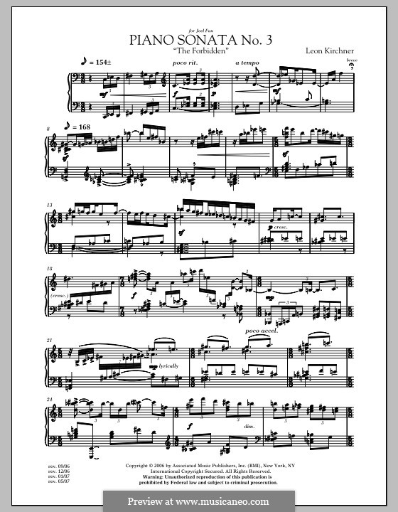 Piano Sonata No.3 (The Forbidden): Piano Sonata No.3 (The Forbidden) by Leon Kirchner