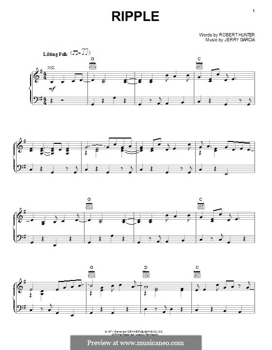 Ripple (The Grateful Dead): Für Stimme und Klavier (oder Gitarre) by Jerry Garcia, Robert Hunter