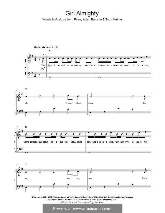 Girl Almighty (One Direction): Für Klavier by Julian Bunetta, Scott Mehner, John Henry Ryan