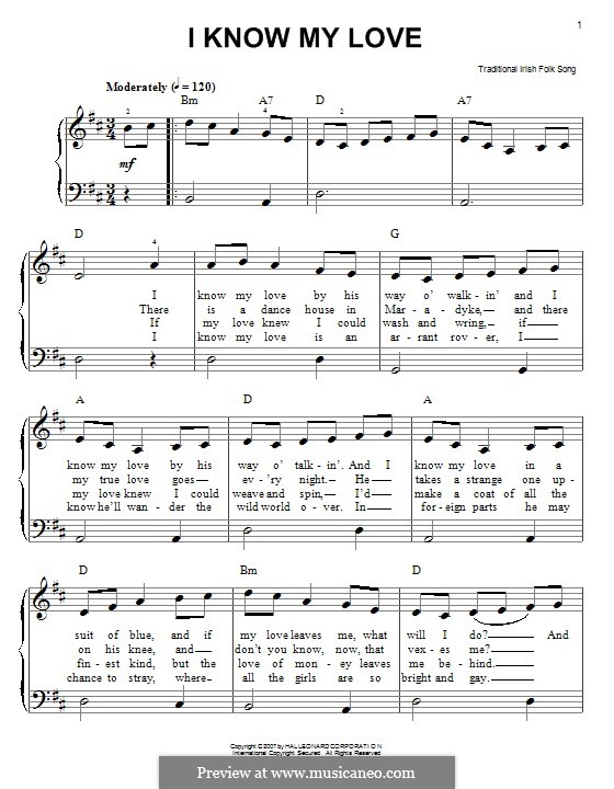I Know My Love: Für Klavier by folklore
